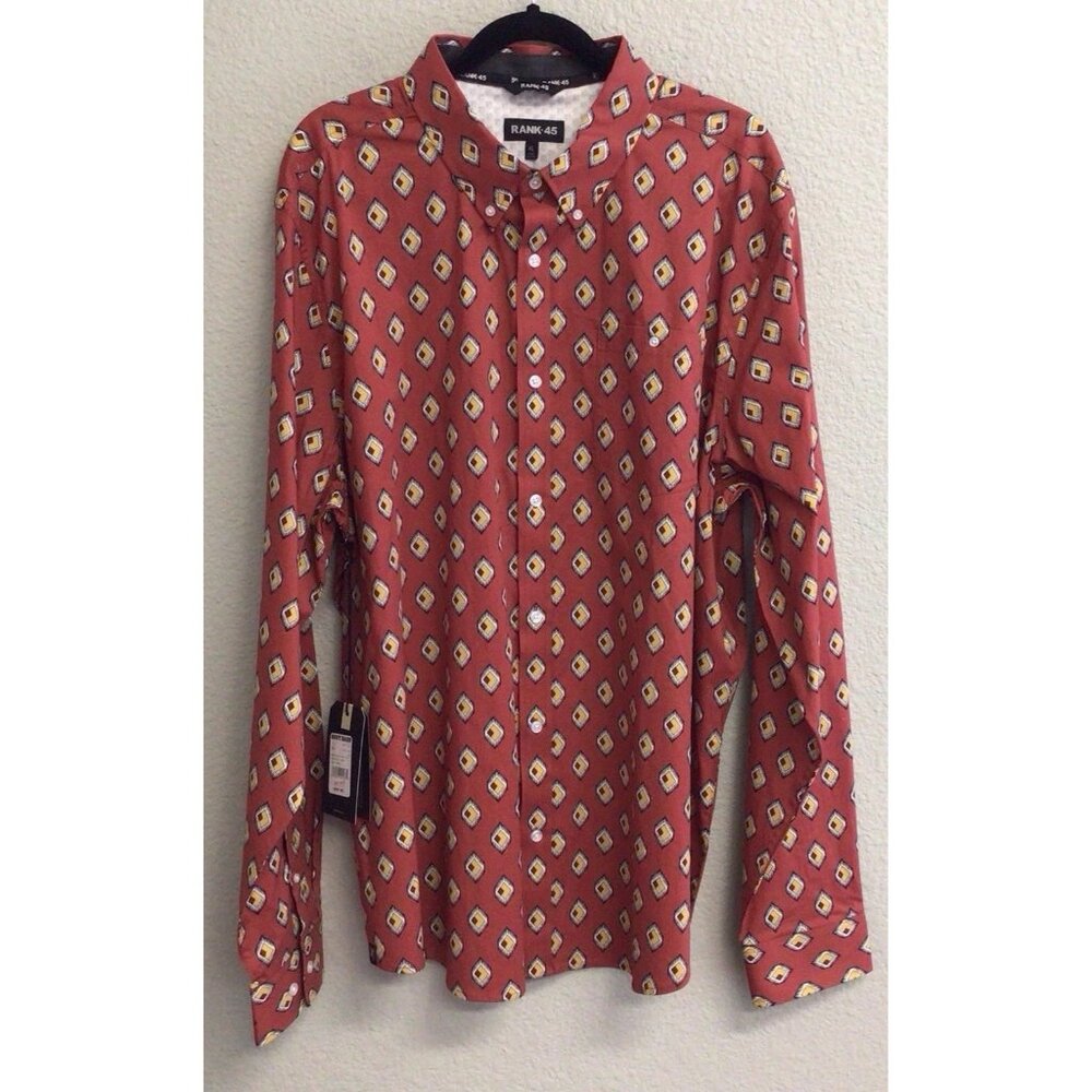 Rank 45 Men’s Long Sleeve Western Shirt Size XL Button Down Print NWT